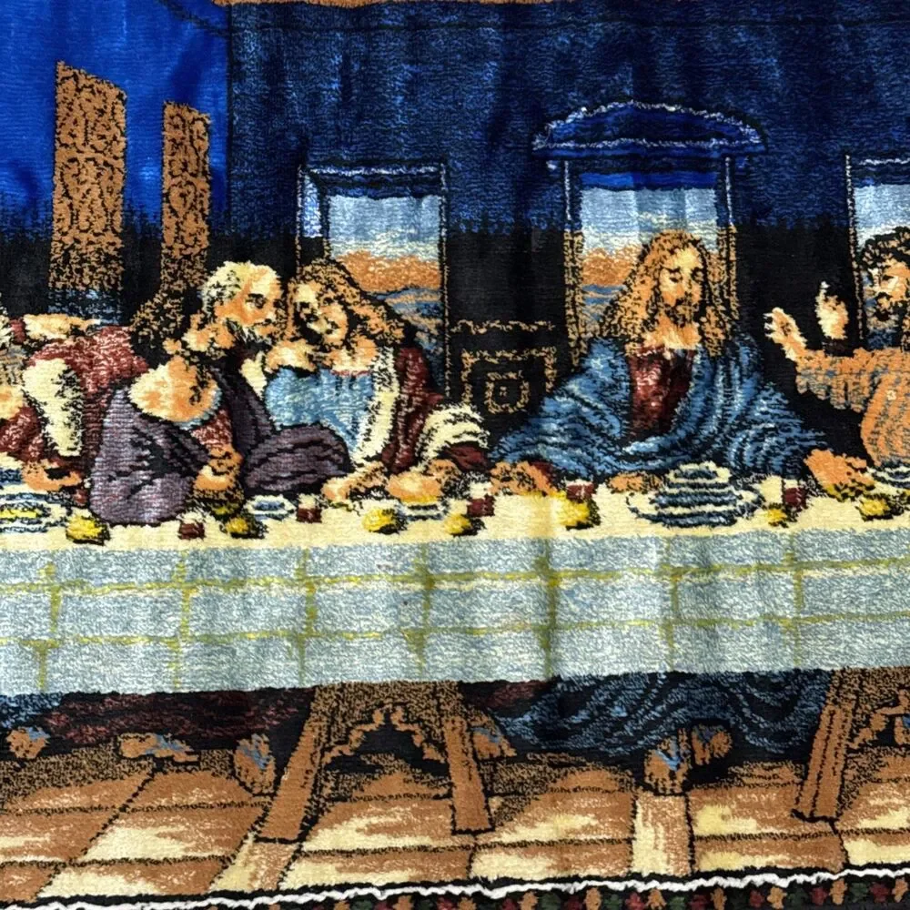 Vintage Tapestry Jesus Last Supper Wall Hanging Made In Lebanon 19